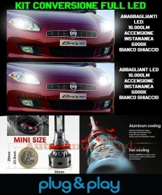 Ampoules Croisement + Route LED 16.000LM pour Fiat Bravo II