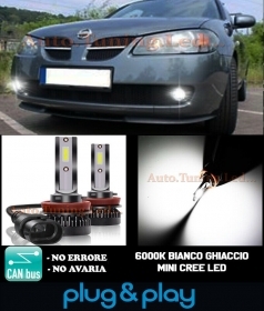 NISSAN ALMERA MK2 II LAMPADE FENDINEBBIA LED CAMBUS BIANCO GHIACCIO 8000LM