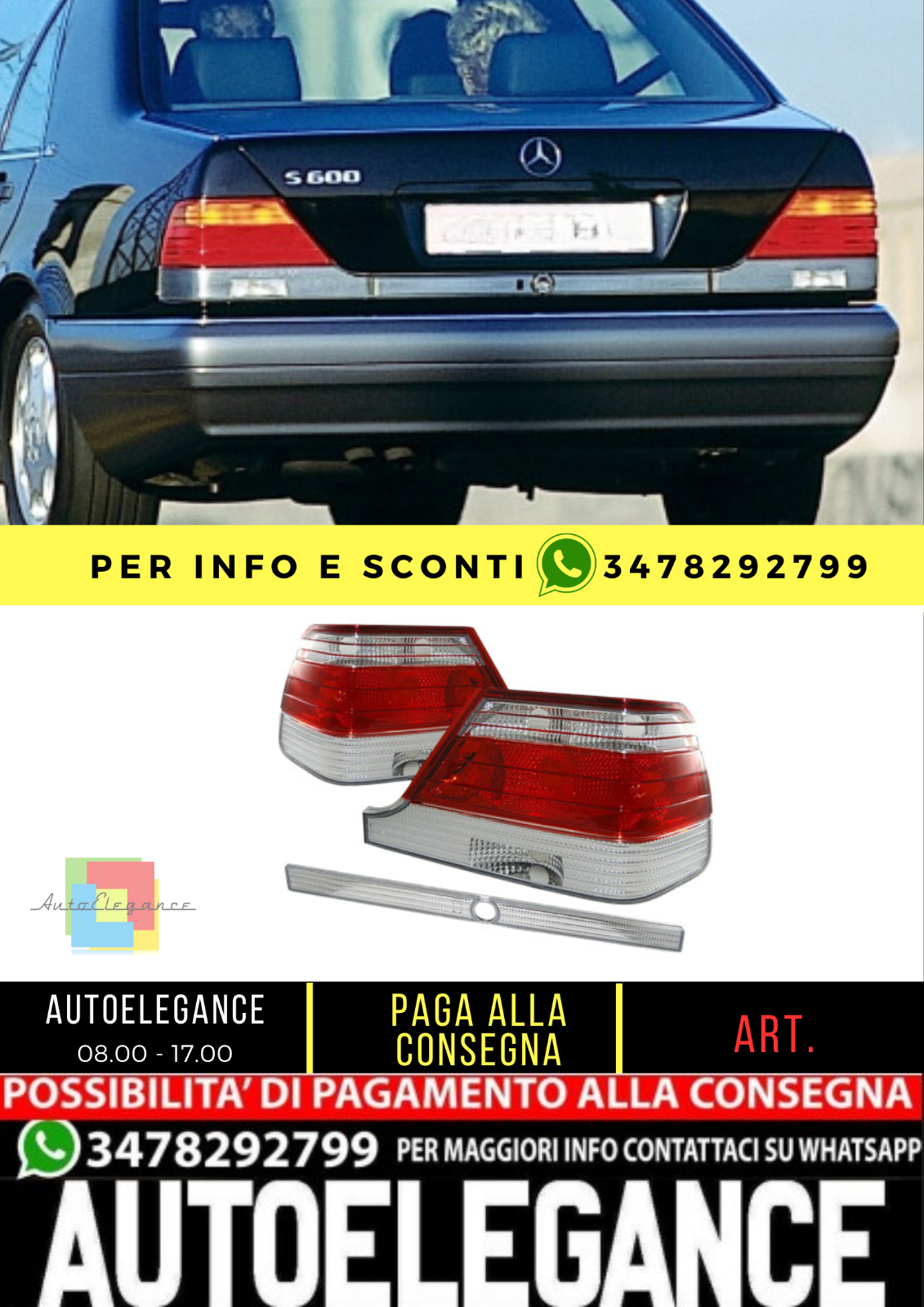 🔥FARI POSTERIORE ADATTO PER Mercedes Classe S W140 Berlina 95-10.98 Red Clear🔥