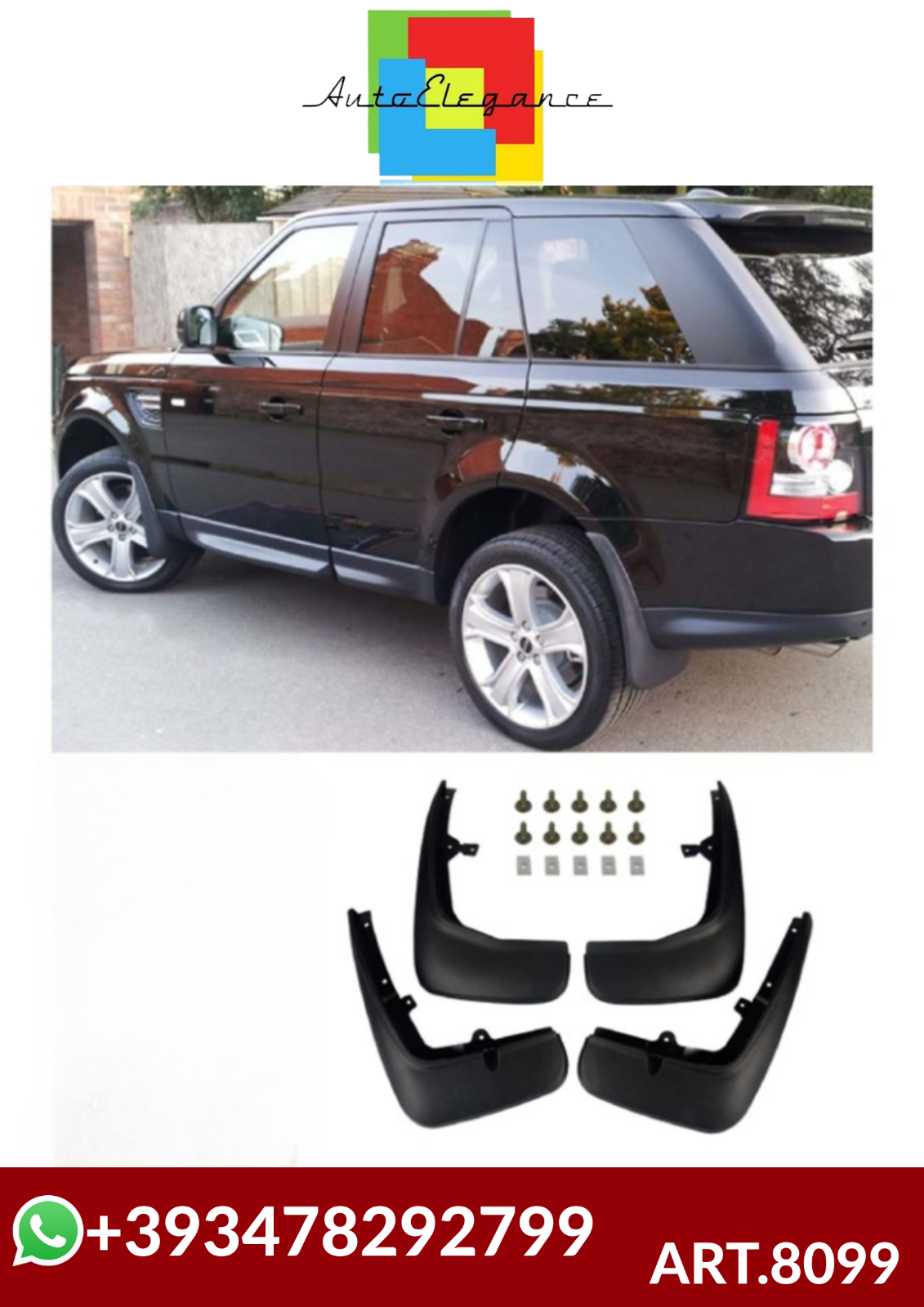 💕ART.8099  Paraspruzzi Parafango RANGE  ROVER SPORT L320  2006-2012 NERO 💕