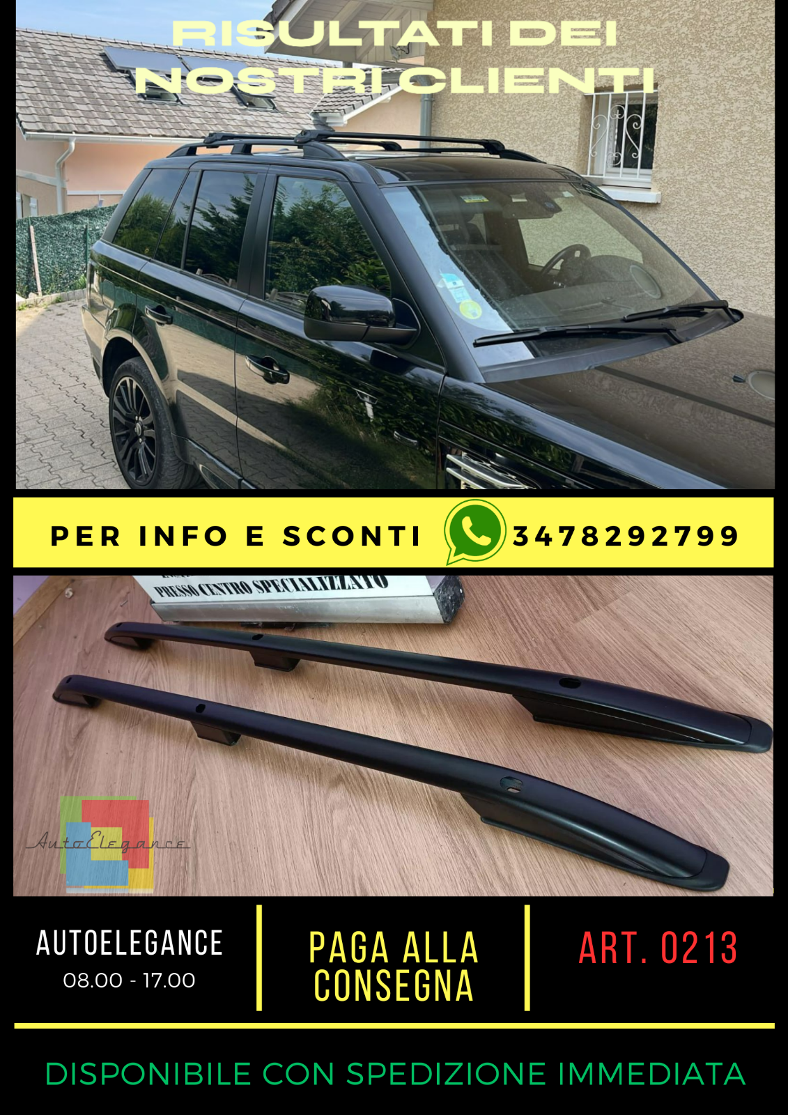 💎RANGE ROVER SPORT 2005-2013 BARRE SUL TETTO MANCORRENTI NERI PORTAPACCHI💎