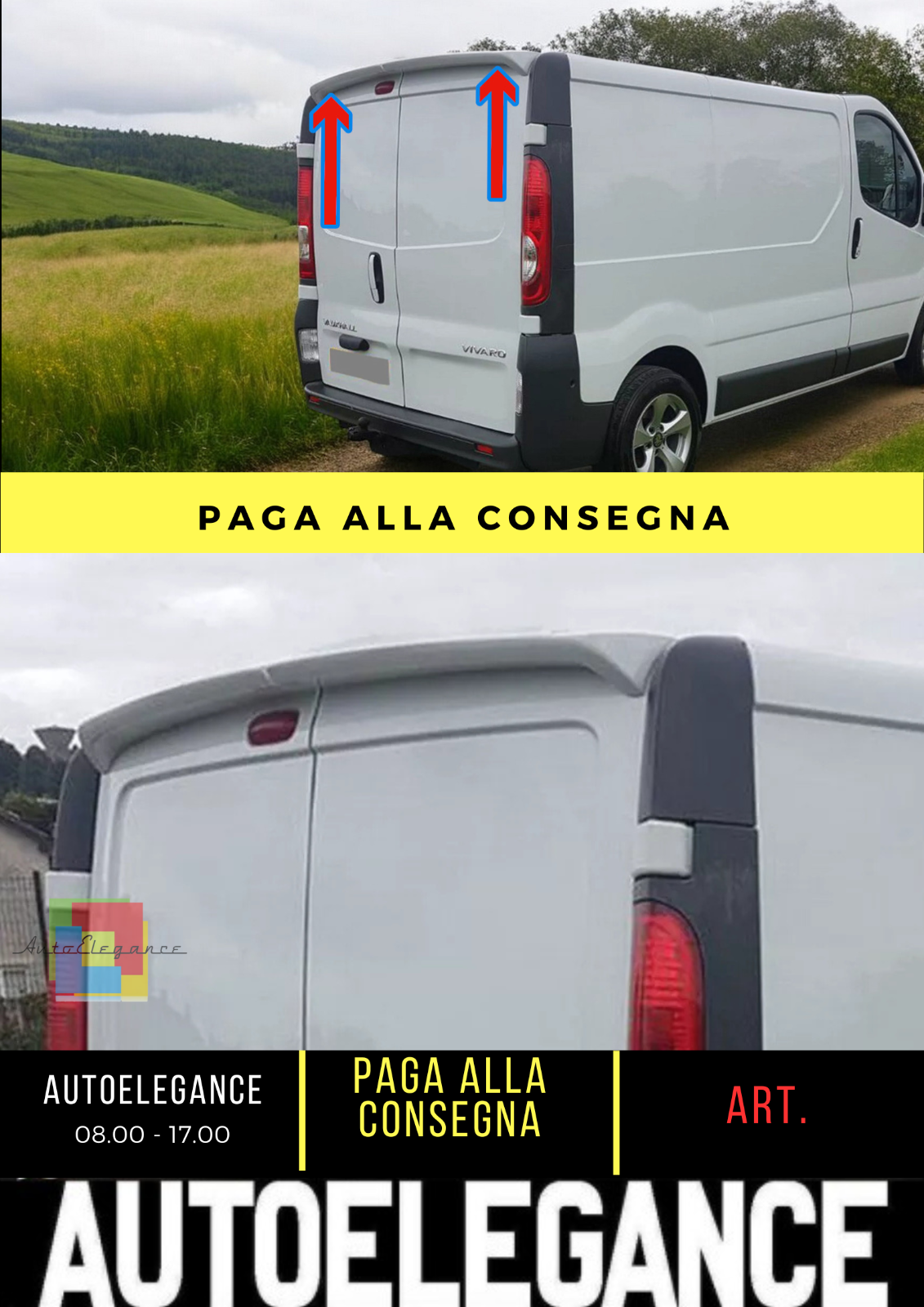🔥SPOILER TETTO ALETTONE POSTERIORE 2 PORTE ADATTO PER OPEL VIVARO A/B🔥