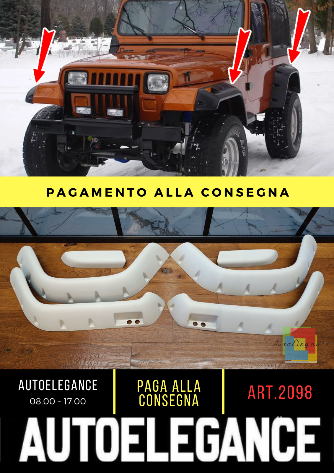 ⭐2098 PARAFANGHI ADATTO PER JEEP WRANGLER YJ 1987-1996 GREZZI   ⭐