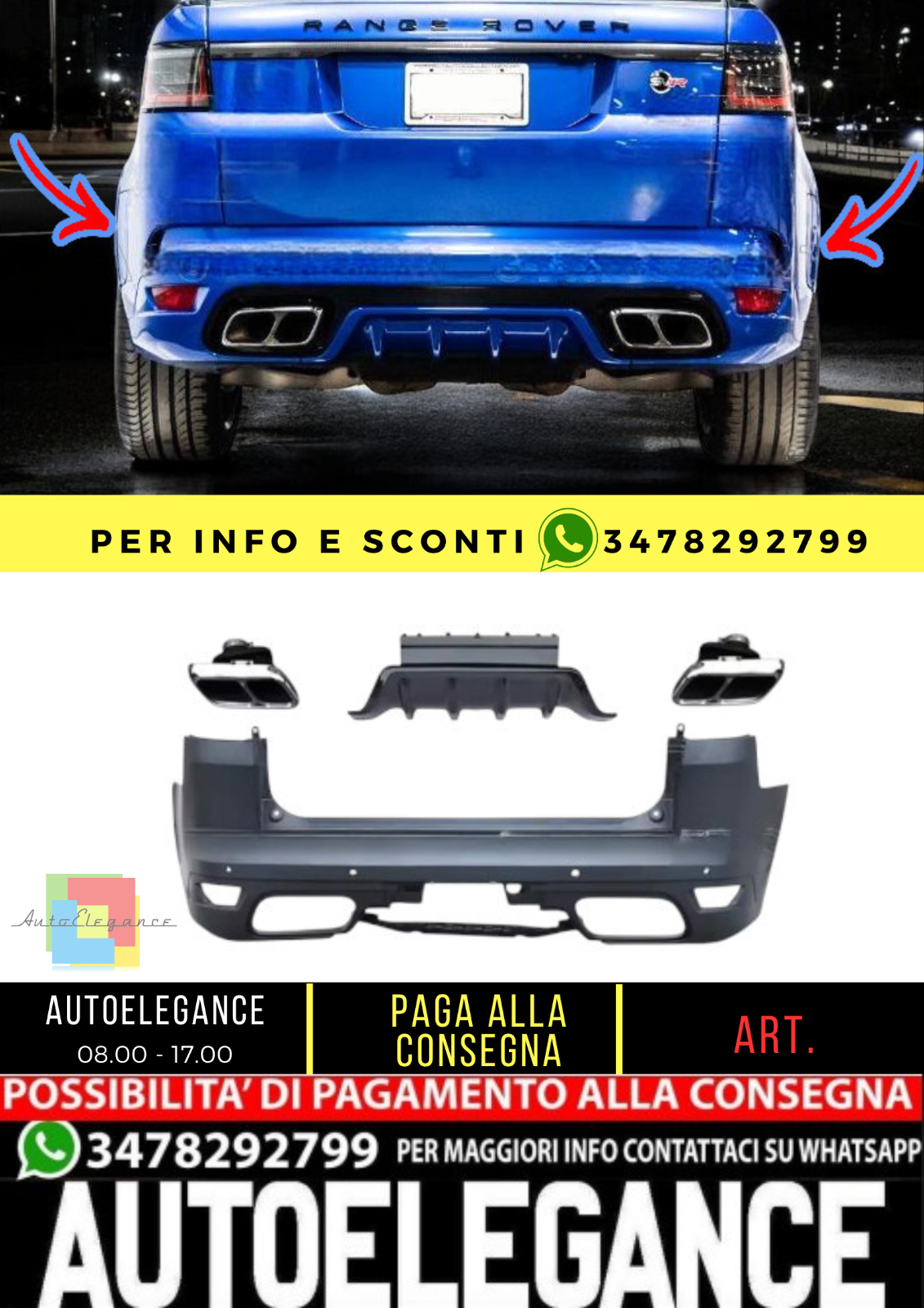 ✨Paraurti posteriore SVR 18+Look adatto per Range Rover Sport L494 (2013-2021)✨