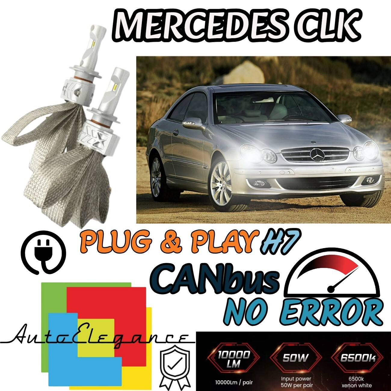 KIT LED H7 CANBUS PER MERCEDES CLK C209 CON LED 8000 LUMEN