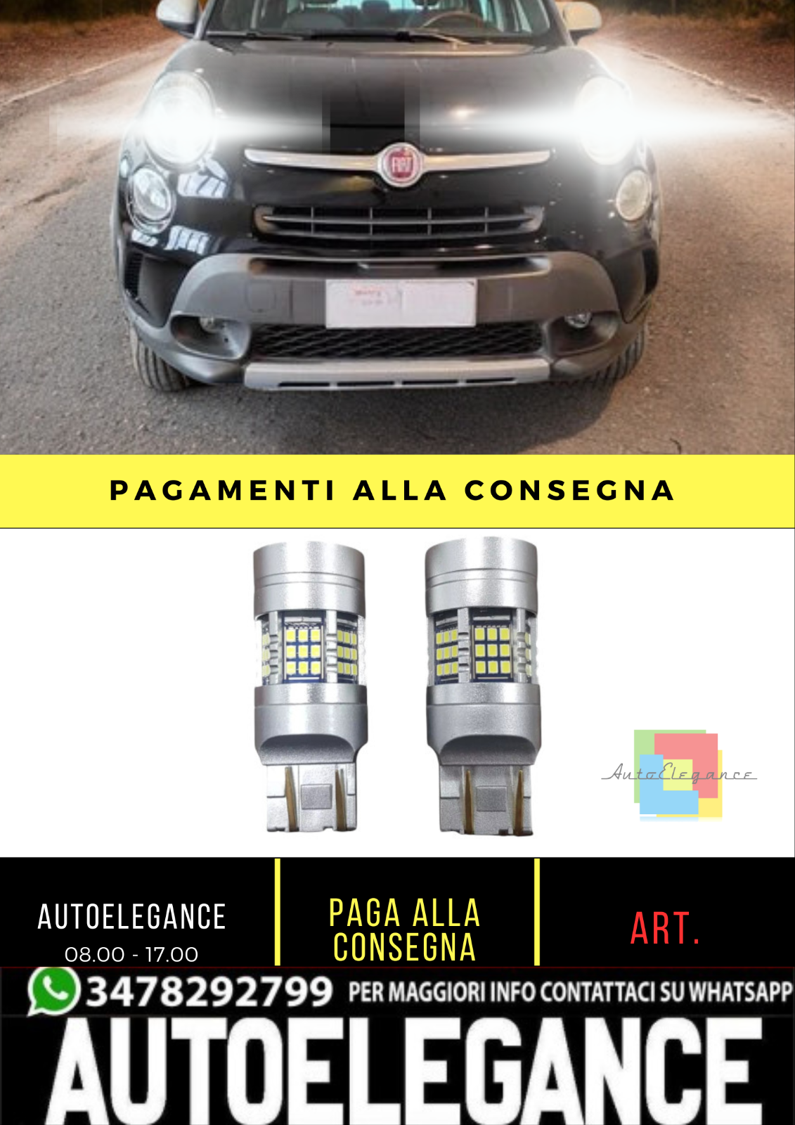 ✨KIT T20 LED POSIZIONE DIURNA BILUCE LED CAN BUS ADATTO PER  FIAT 500L✨
