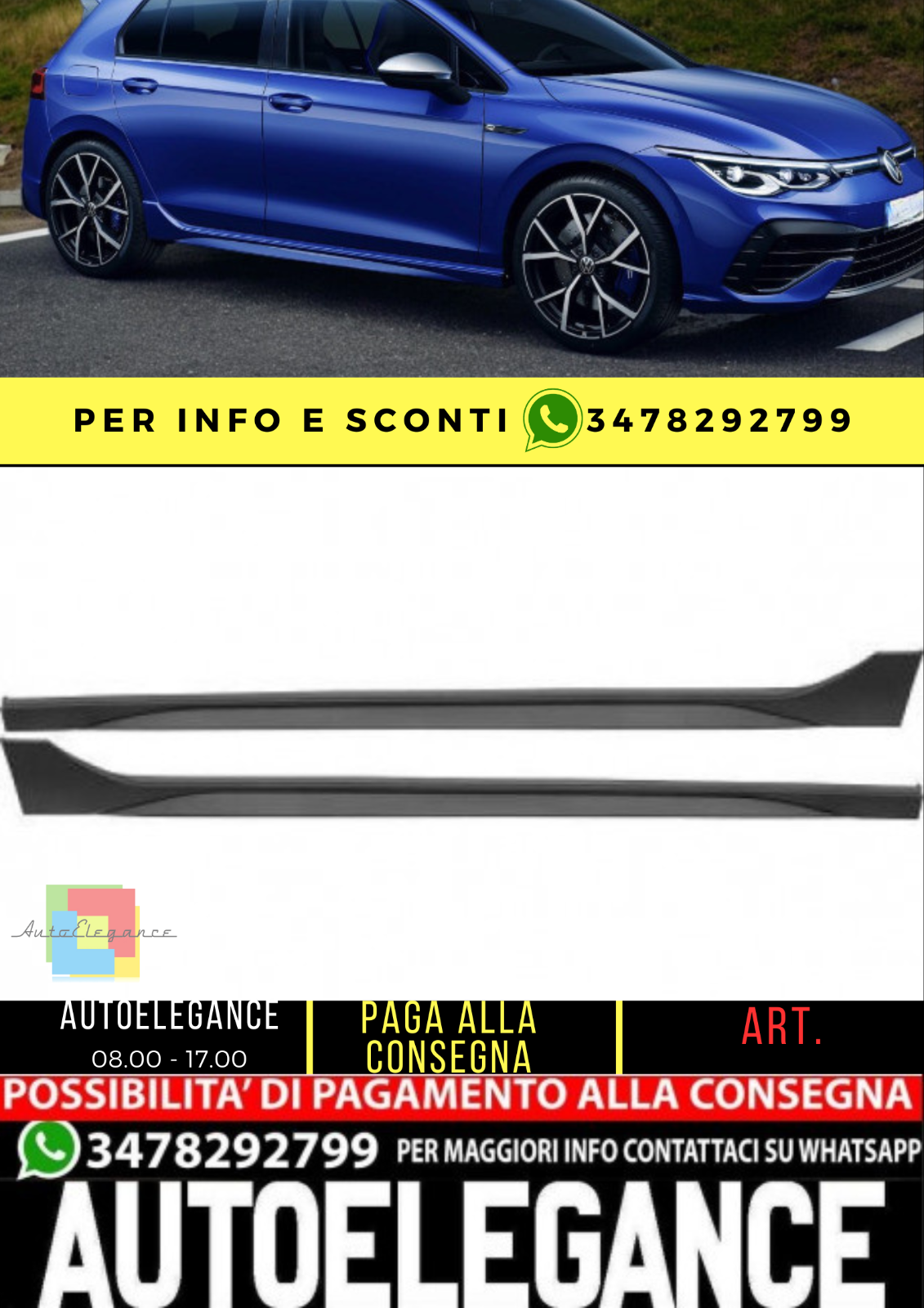 ⭐ MINIGONNE LATELARI ADATTO PER VW GOLF 8 LOOK R OPTIK⭐