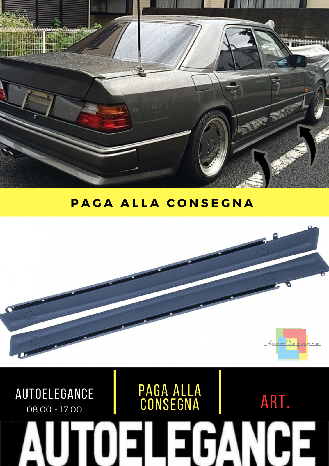 ⭐Minigonne adatte per Mercedes Classe E W124 S124 (10.1989-06.1996) Berlina Sta⭐