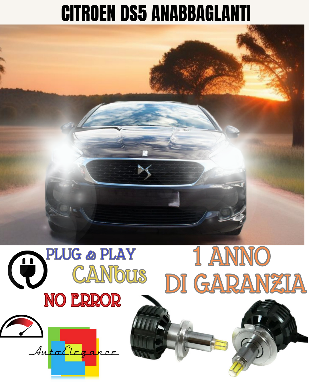 🔥KIT FULL LED ANABBAGLIANTI H7 6000K CANBUS LENTICOLARI 360 CITROEN DS5🔥