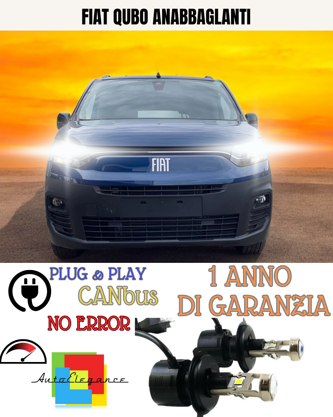 KIT BI-LED H4 FIAT QUBO 18000 6000K ANABBAGLIANTI