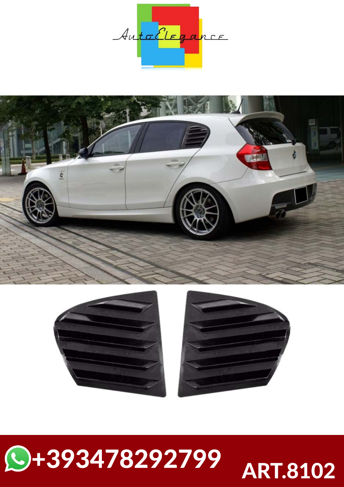 💕ART.8102 Finestra Laterale Set Louver Pianoforte BMW SERIE 1 E87💕
