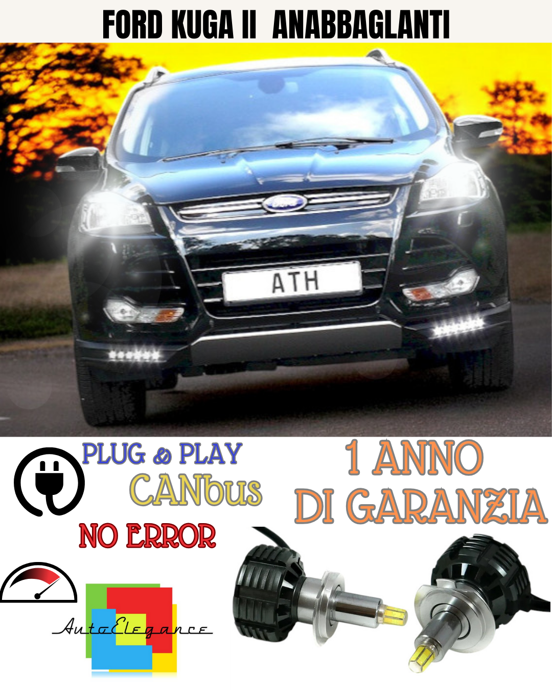 🔥KIT FULL LED H7 6000K CANBUS LED PER LENTICOLARI FORD KUGA II RESTYLING🔥