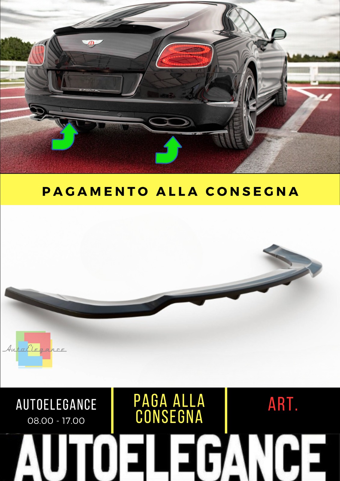 ✨Splitter posteriore (con barre verticali) Bentley Continental GT V8 S Mk2✨