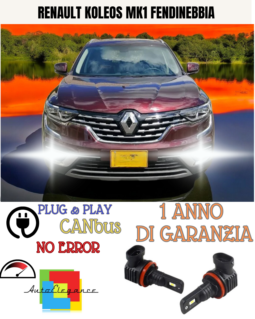 KIT LED H11 RENAULT KOLEOS MK1 6000K BIANCO FENDINEBBIA