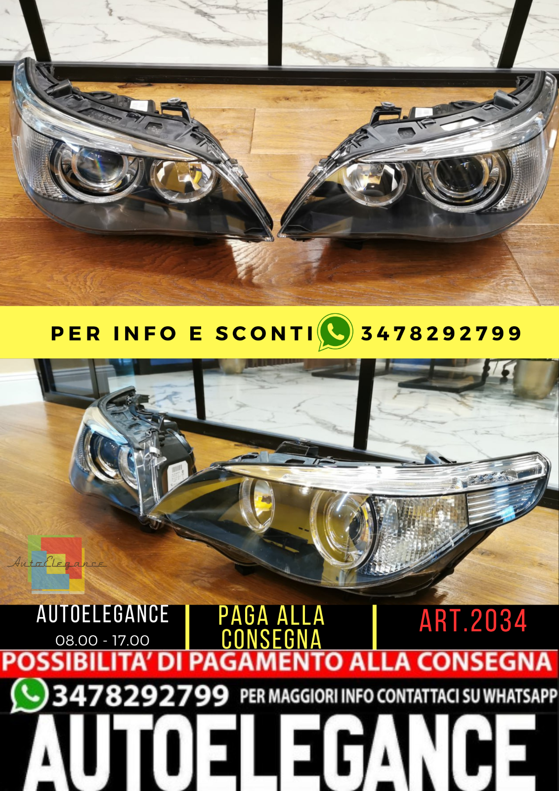 ⭐1el 160 296-00 ad FARI XENON ORIGINALI ADATTO PER BMW E60 SERIE 5    ⭐