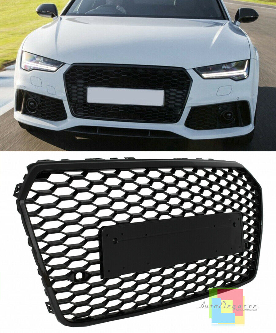 AUDI A7 2015-2018 GRIGLIA ANTERIORE CALANDRA RS7 NIDO D'APE NERA - NO LOGO