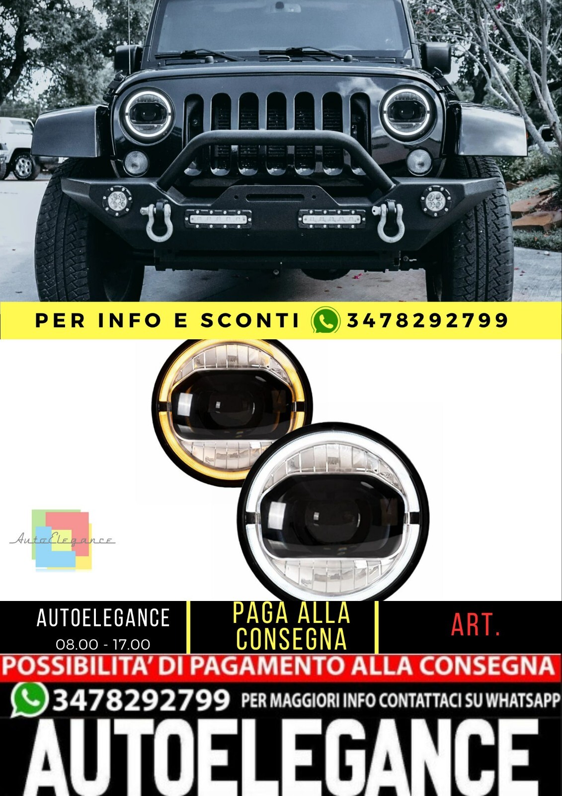 Fari per proiettori a LED da 7 pollici per Jeep Wrangler 2007-2017 DRL