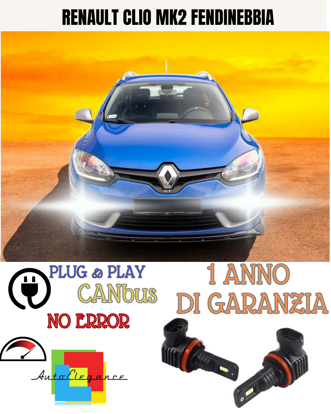 KIT LED H11 RENAULT CLIO MK2 6000K BIANCO FENDINEBBIA