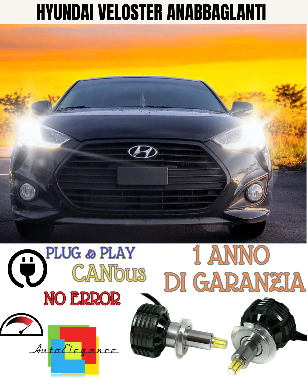 🔥KIT FULL LED ANABBAGLIANTI H7 6000K LED CANBUS PER LENTICOLARI 360 HYUNDAI 🔥
