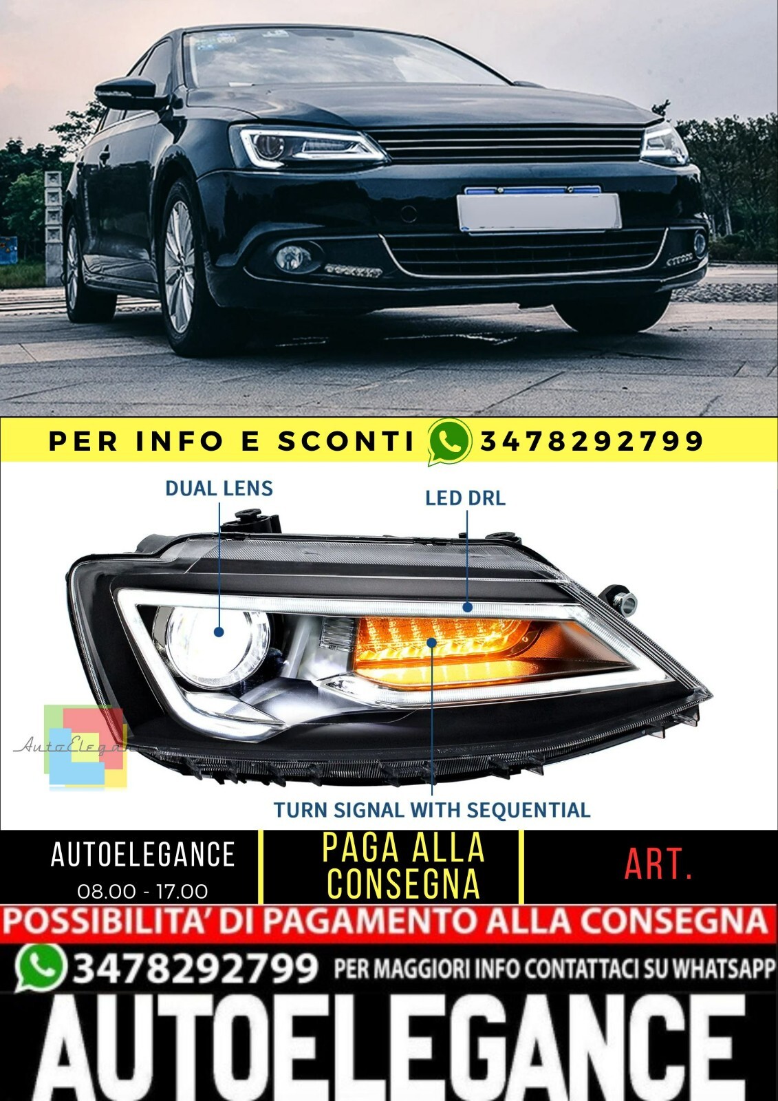 Fari Demon Eye per Volkswagen Jetta / Sagitar (NON GLI) 2012-2018