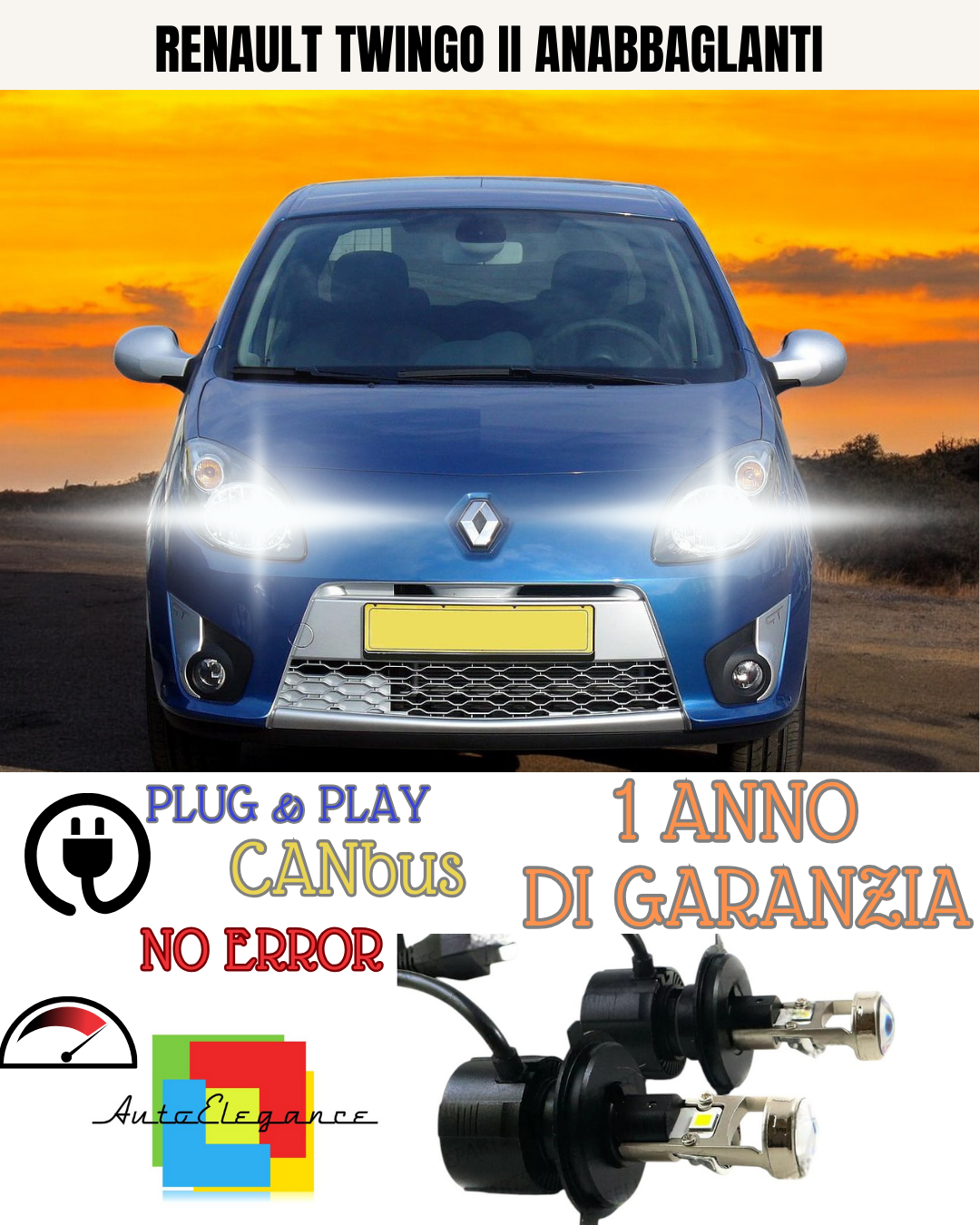KIT BI-LED H4 RENAULT TWINGO II 18000 6000K ANABBAGLIANTI