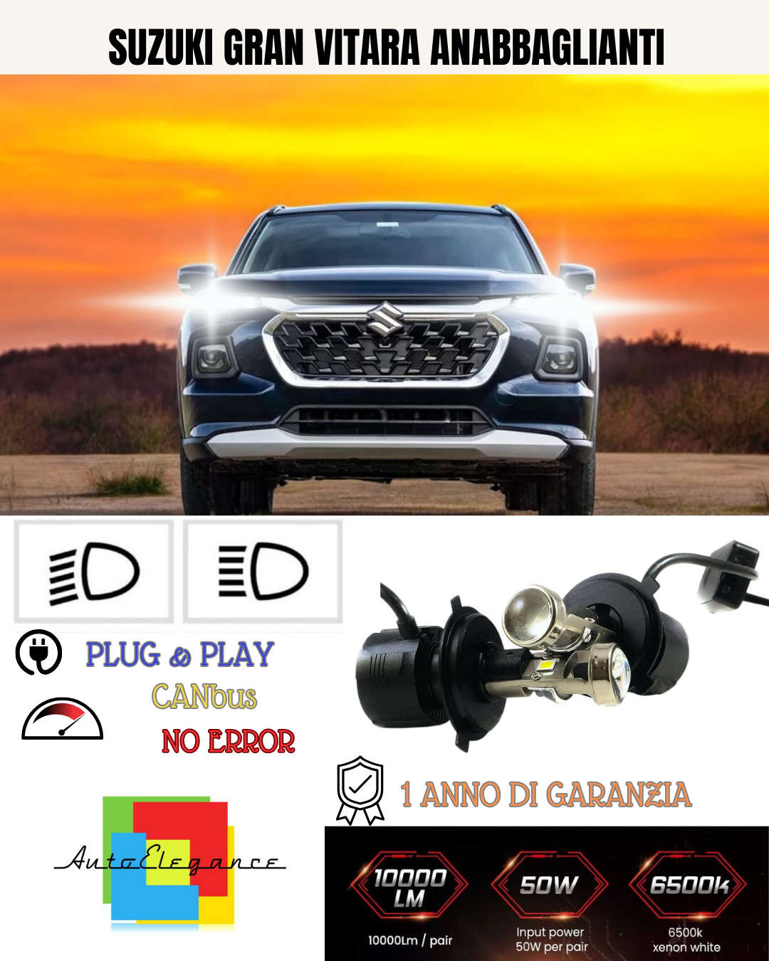 KIT BI-LED H4 PER SUZUKI GRAN VITARA 18000 LUMEN 6000K