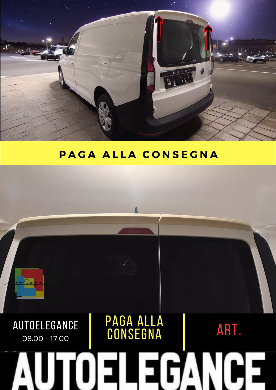 🔥SPOILER TETTO ALETTONE POSTERIORE 2 PORTE ADATTO PER VW CADDY MK5 (2020-)🔥