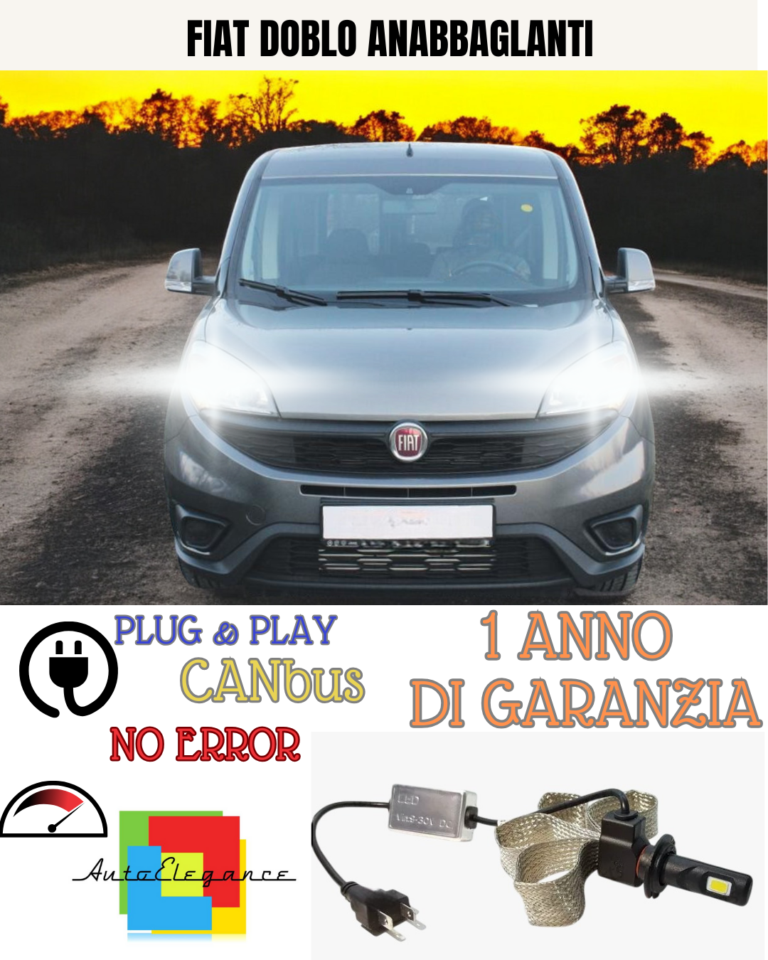 🔥KIT LED FIAT DOBLO H7 6000K BIANCO ANABBAGLIANTI🔥