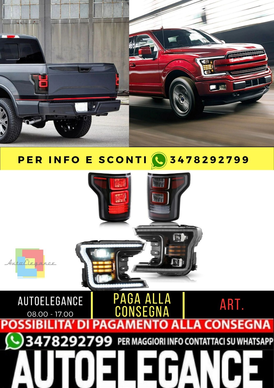 Fari per proiettori a LED e fanali posteriori a LED completi per Ford F150