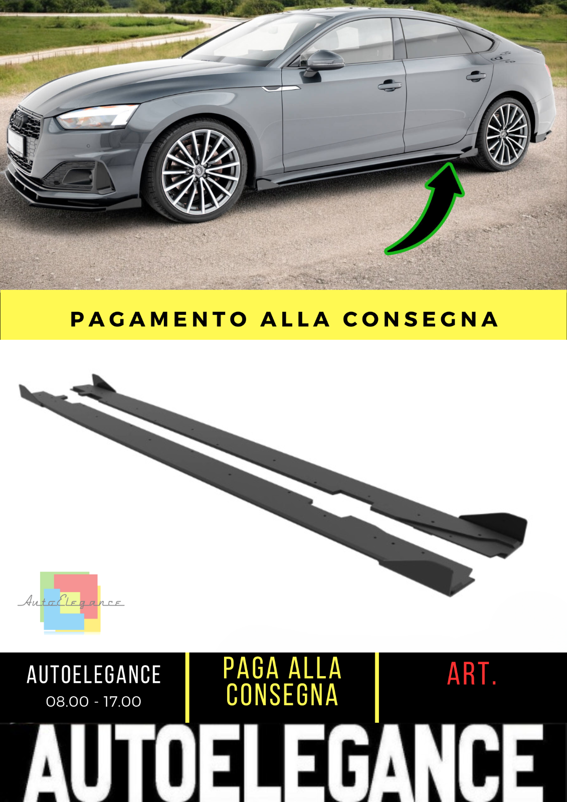 ✨Minigonne laterali Street Pro + flap Audi A5 Sportback F5 Facelift✨