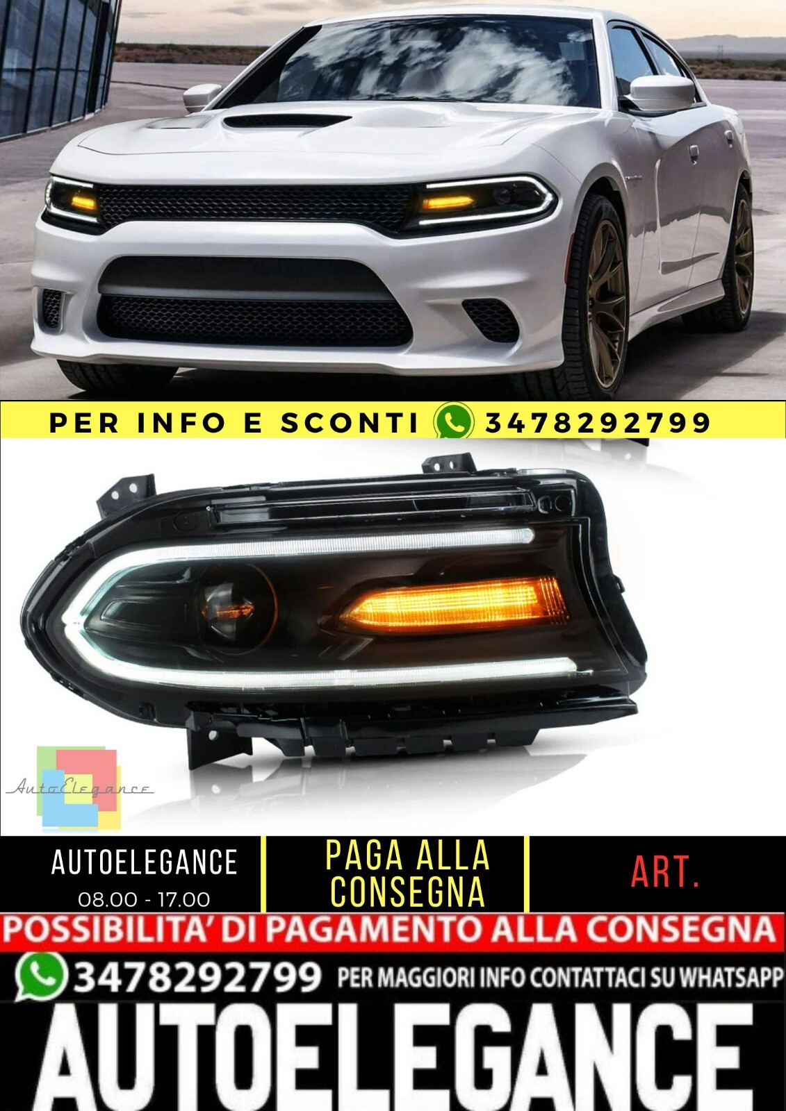 Fari per proiettori Dual Beam per Dodge Charger 2015-UP