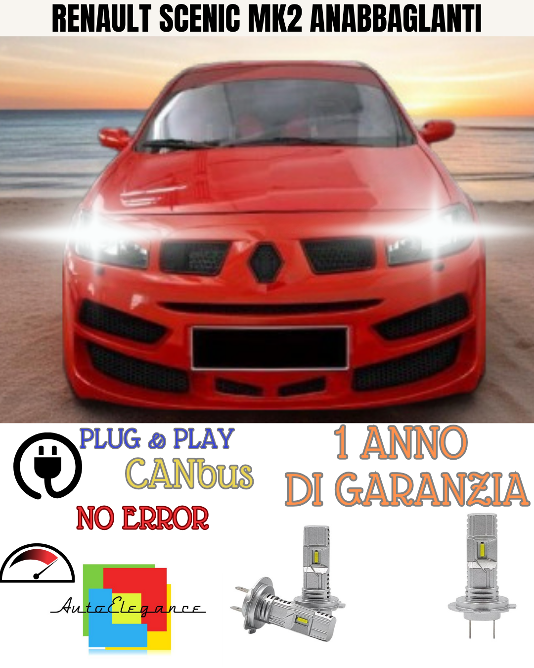 KIT FULL LED RENAULT SCENIC MK2 H7 6000K BIANCO ANABBAGLIANTI