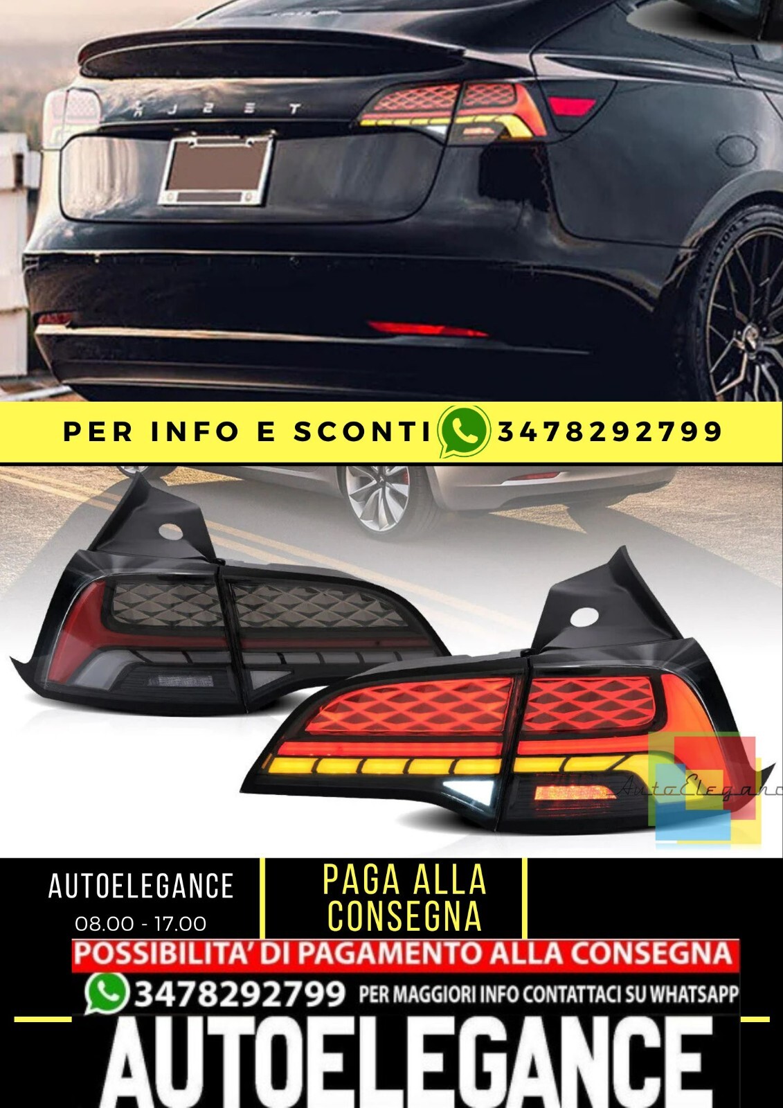 Luci posteriori a LED per fanali posteriori Tesla Model 3/Y 2017-2023 con animaz