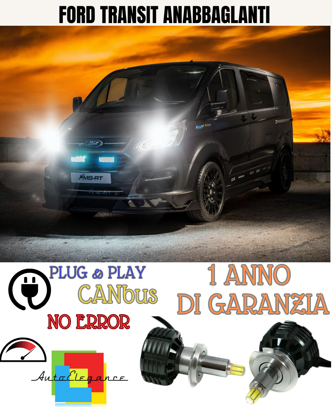 🔥KIT FULL LED ANABBAGLIA H7 6000K LED CANBUS PER LENTICOLARI360 FORD TRANSIT🔥