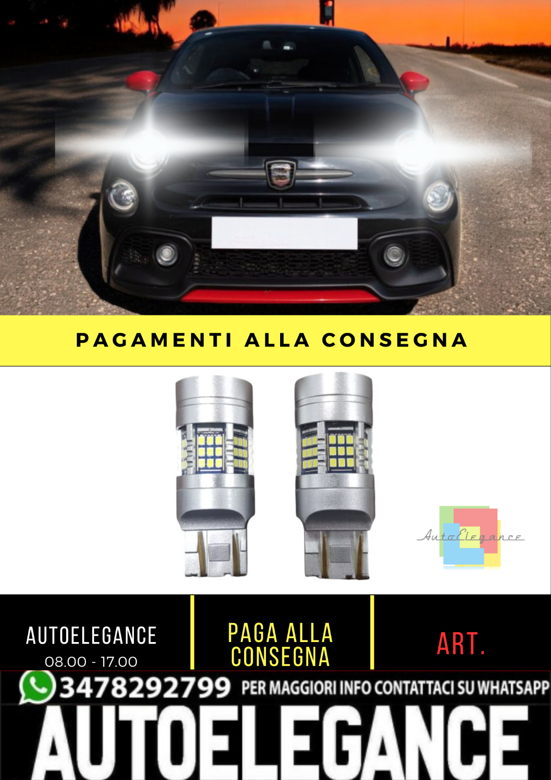 ✨KIT T20 LED POSIZIONE DIURNA BILUCE LED CAN BUS ADATTO PER  FIAT 500✨