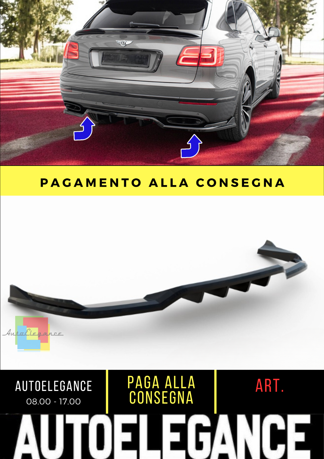 ✨Splitter posteriore (con barre verticali) Bentley Bentayga Mk1✨