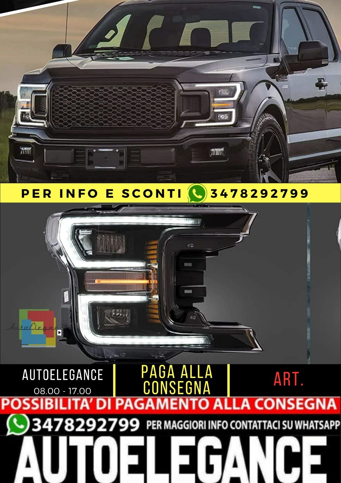 Fari anteriori Full LED per F150 2018-2021 (non per Raptor) con animazione dinam