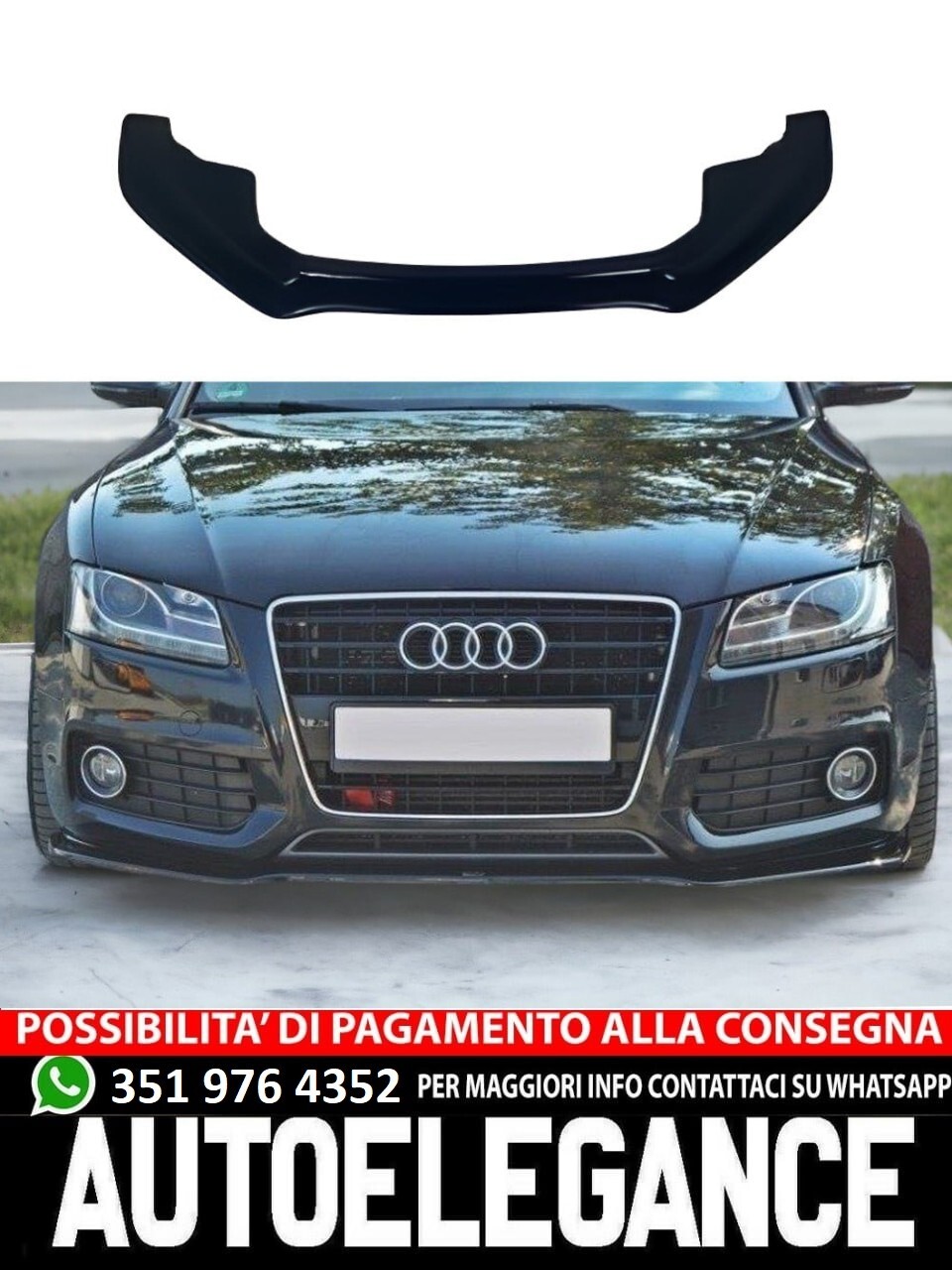Splitter NERO LUCIDO adatto per AUDI A5 S5 S-line 8T 2007-2011