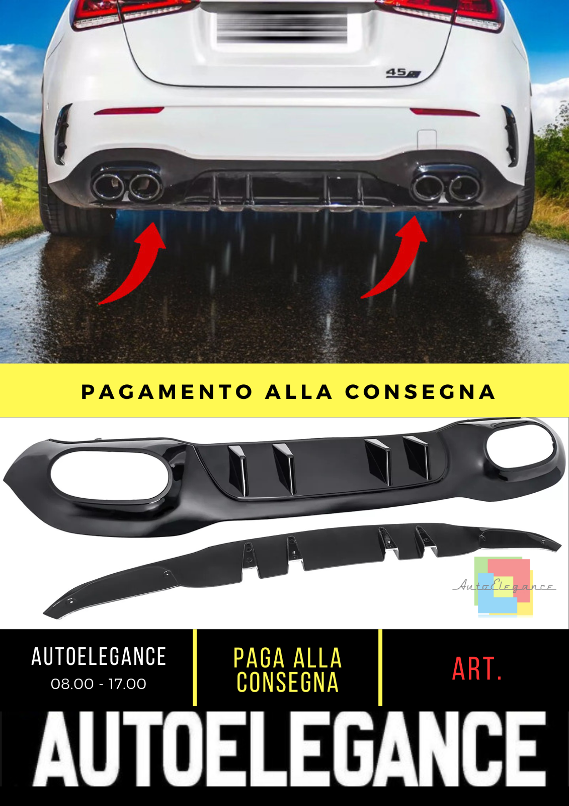 🔥Diffusore posteriore paraurti adatto per Mercedes W177 Sport Hatchback nero🔥