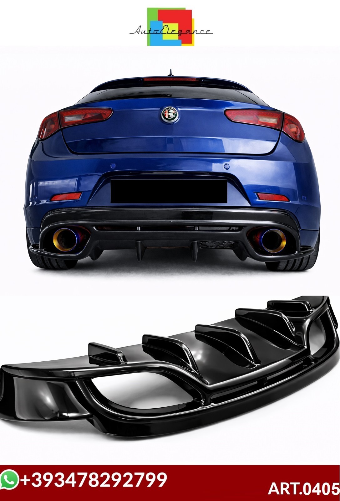0405 ALFA ROMEO GIULIETTA SOTTO PARAURTI DAM DIFFUSORE LOOK QUADRIFOGLIO