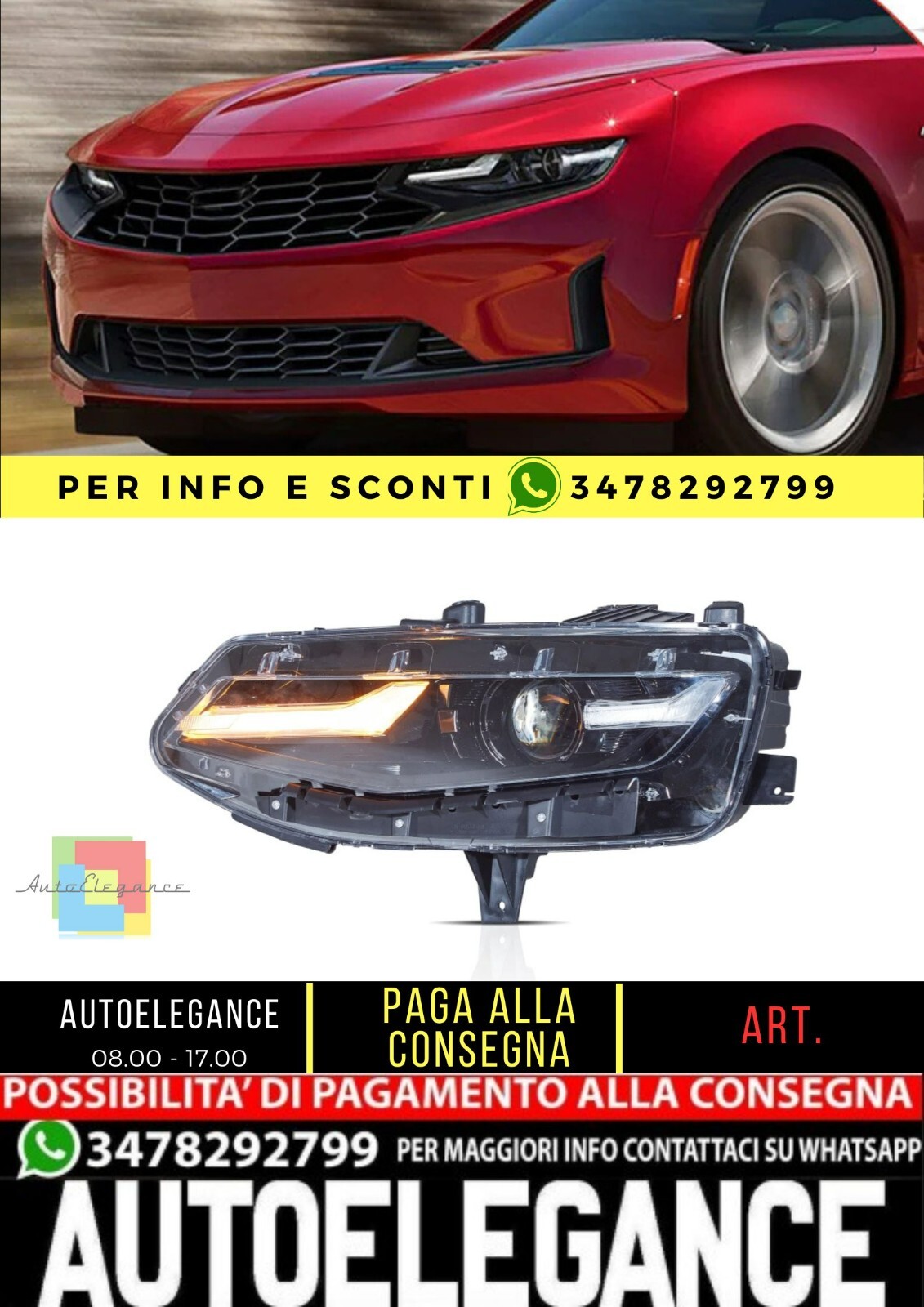 Fari anteriori Full LED per Chevrolet Camaro 2019-up 1LS/1LT/2LT/3LT/LT1 2