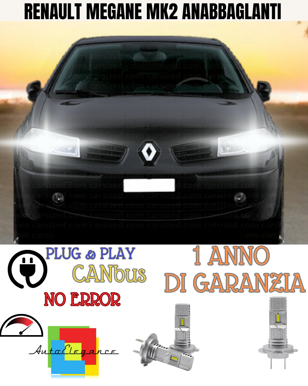 KIT FULL LED RENAULT MEGANE MK2 H7 6000K BIANCO ANABBAGLIANTI