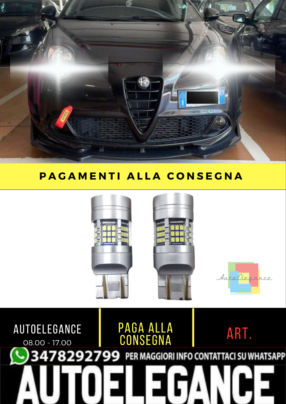✨KIT T20 LED POSIZIONE DIURNA BILUCE LED CAN BUS ADATTO PER  ALFA ROMEO MITO✨