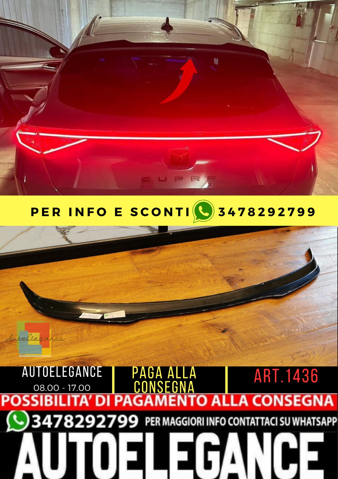 ⭐1436 SPOILER ADATTA PER CUPRA FORMENTOR 2020+ NERO LUCIDO LOOK SPORTIVO⭐