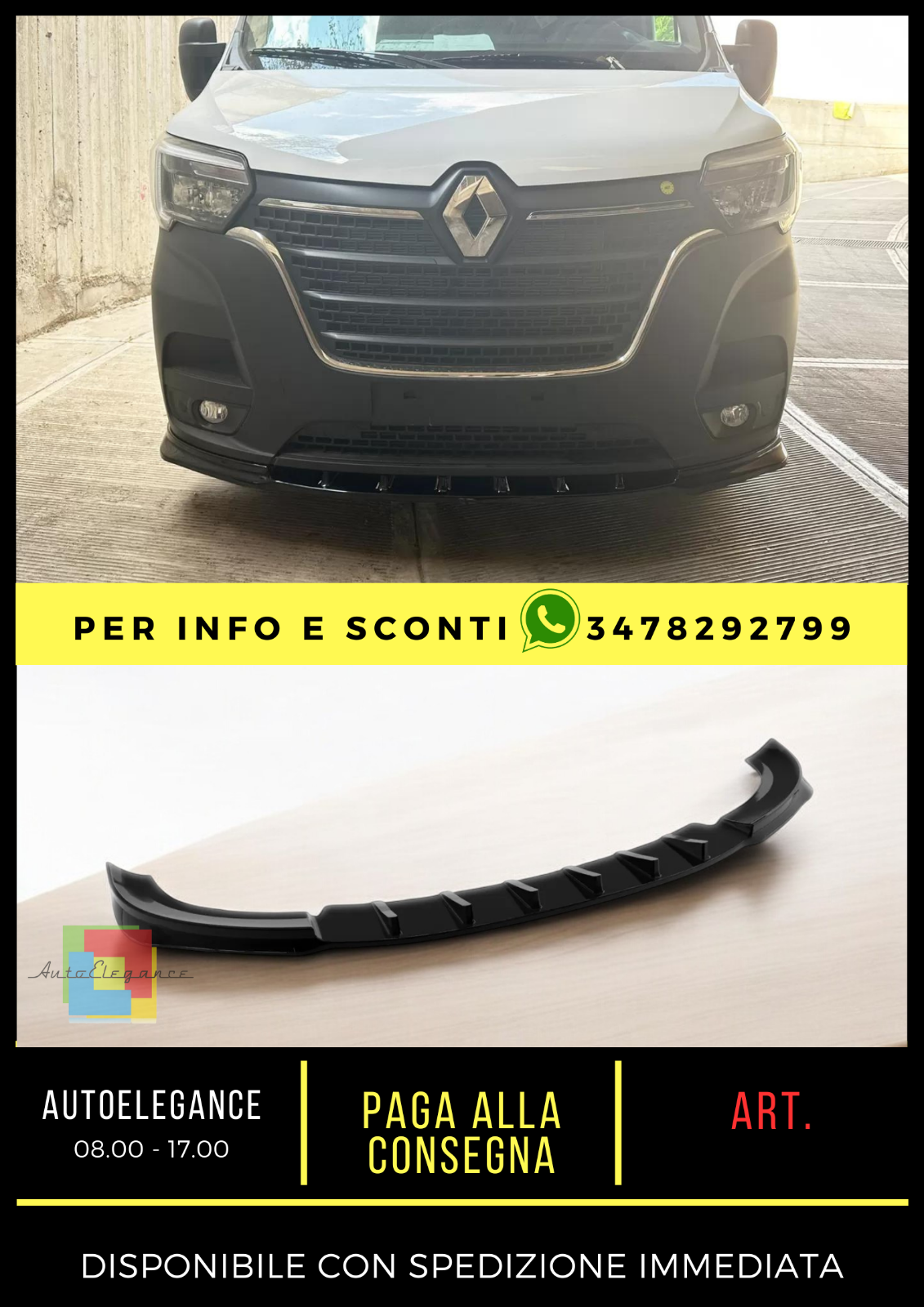 💎Splitter anteriore adatto per Renault Master Mk3 Facelift (2019-)💎