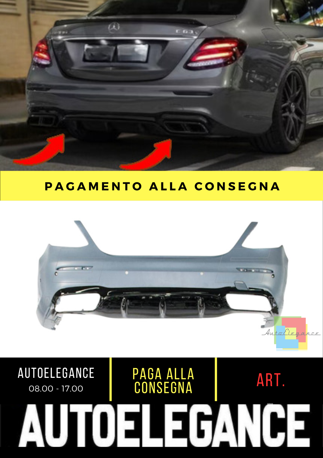 ✨Paraurti posteriore E63 AMG Look per Mercedes Classe E (W213) Berlina 16-20✨