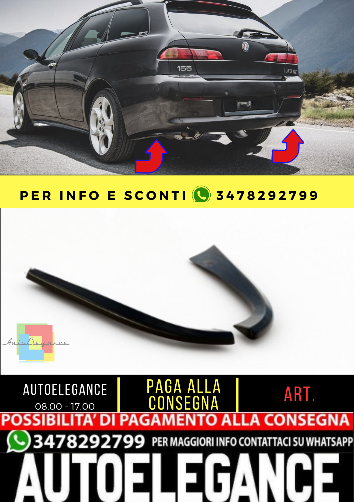 😊Splitter Laterali Posteriori Alfa Romeo 156 SW Facelift😊