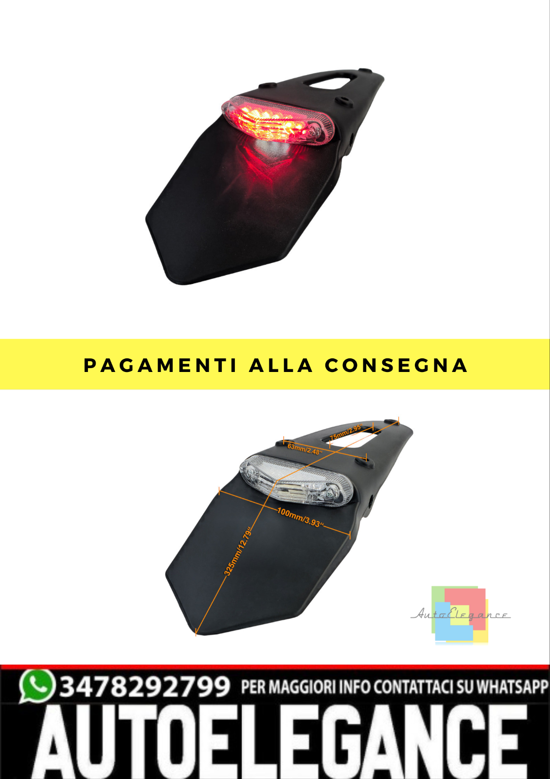 ❄?Porta della targa di licenza posteriore a LED per moto per marchio enduro-te❄?