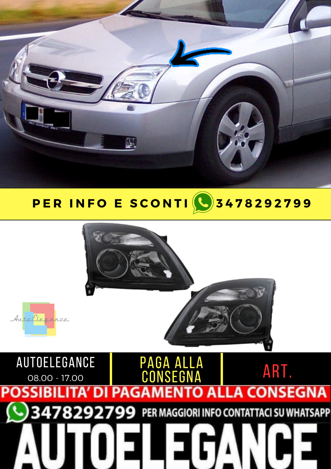 🔥Fari anteriori adatti per Opel Vectra C (04.2002-05.2005) Nero🔥
