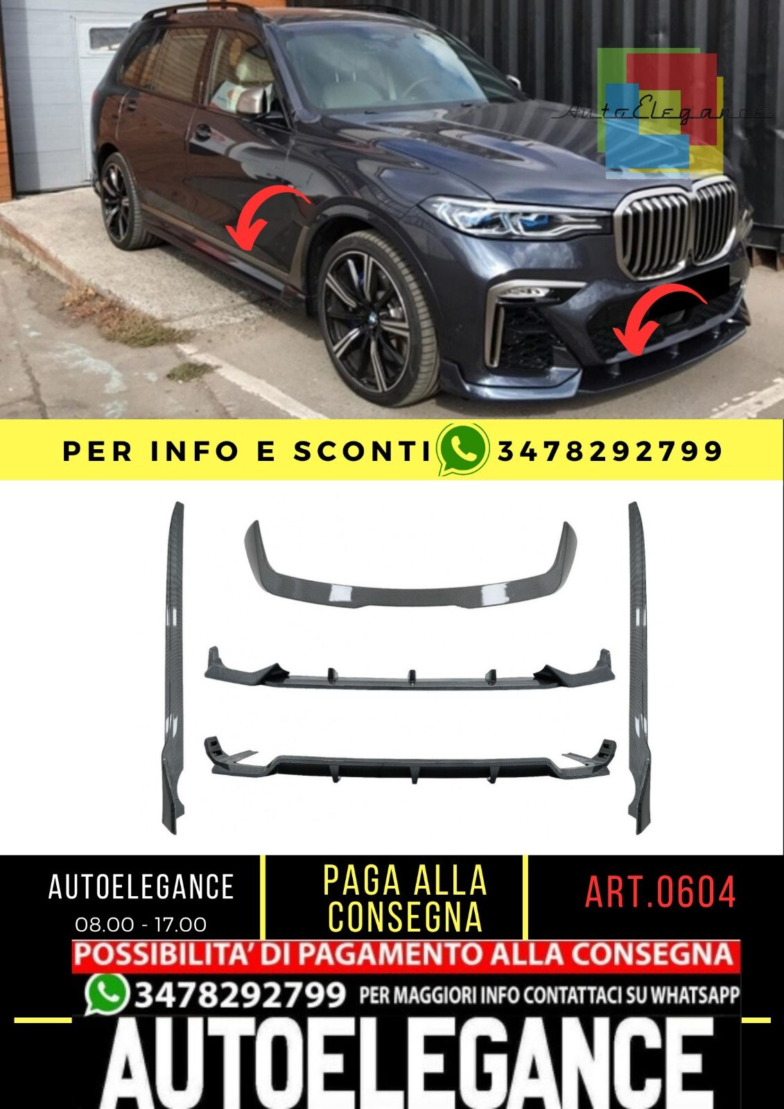 Kit carrozzeria aerodinamico adatto per BMW X7 G07 (2018-2022) M-Tech Black